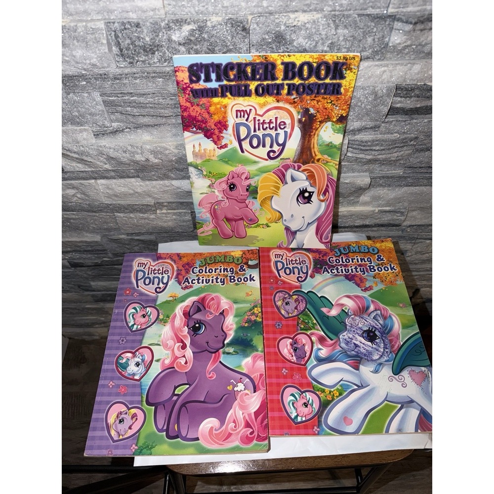 2000s My Little Pony Coloring Book Lot G3 Era 2004 2005 Book Bundle used